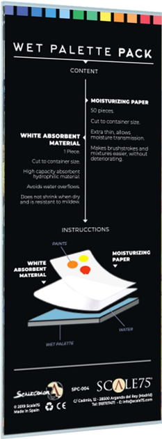 Zestaw akcesoriów do malowania Scale 75 Wet Palette Pack Arkusze mokrego papieru 50 szt + Arkusz białego materiału chłonnego (8435635303134) - obraz 2