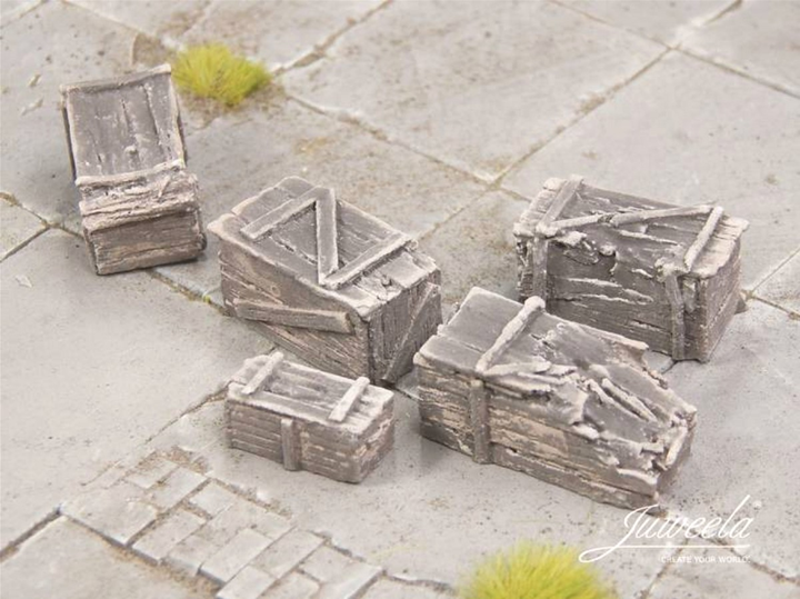 Декор Juweela Старі дерев'яні ящики Маленькі Темні масштаб 1:45 10 шт (4260360089350) - зображення 1