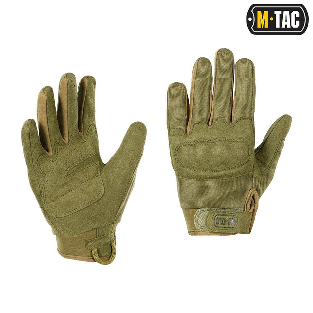 Стрілецькі тактичні рукавички з інтегрованим захистом кістячок та липучкою на зап'ясті M-Tac Assault Tactical Mk.5 Olive (Оливкові) Розмір M - зображення 1