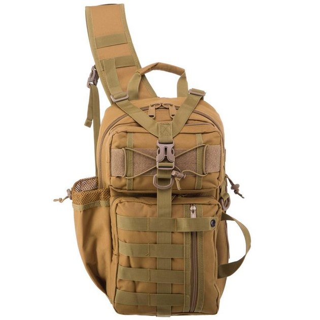 Рюкзак тактический (Сумка-слинг) с одной лямкой SILVER KNIGHT YQS-005 (нейлон размер 43х24х11см Хаки - изображение 2