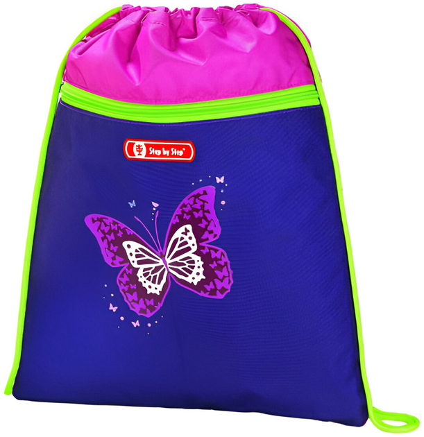 Worek-plecak na buty Step by Step Shiny Butterfly Navy 38x32 cm (4047443390110) - obraz 1