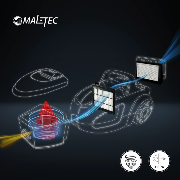 Бытовой пылесос без мешка Maltec Turbo Cyclone 4200Wt 12в1 2л красный - Фото 16 Бытовой пылесос без мешка Maltec Turbo Cyclone 4200Wt 12в1 2л красный - изображение 16