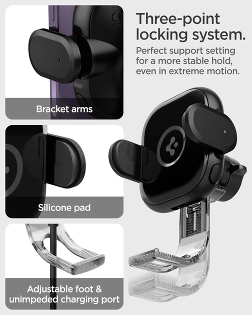 Автодержатель Spigen UTS12W OneTap Universal Wireless Car Charger Mount 15W Black (ACP01279) - Фото 7 Автодержатель Spigen UTS12W OneTap Universal Wireless Car Charger Mount 15W Black (ACP01279) - изображение 7