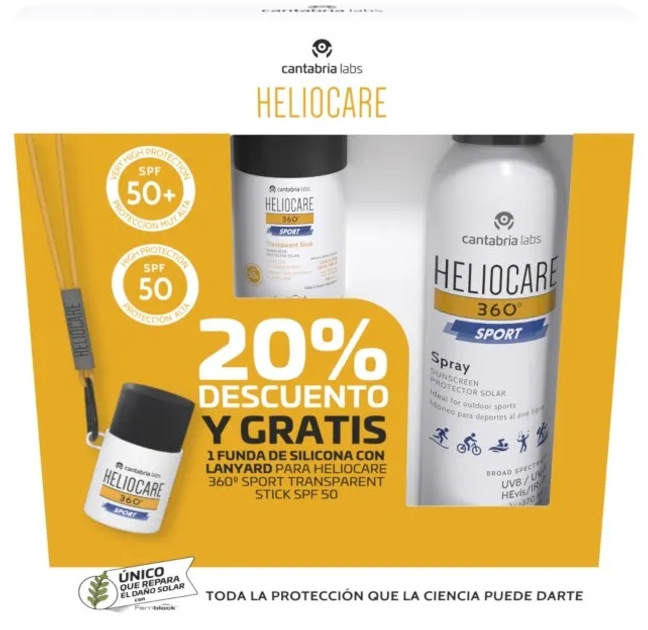 Набір Heliocare 360 Sport Сонцезахисний спрей SPF 50+ 100 мл + Сонцезахисний стік SPF 50 25 г (8436574363425) - зображення 1