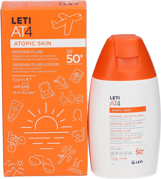 Fluid przeciwsłoneczny Leti At4 Defense Solar SPF 50+ 100 ml (8431166182149) - obraz 1