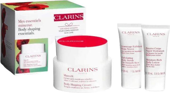 Zestaw Clarins Masvelt Body Shaping Cream 200 ml + Złuszczający peeling do ciała 30 ml + Balsam do ciała 30 ml (3666057058271) - obraz 1