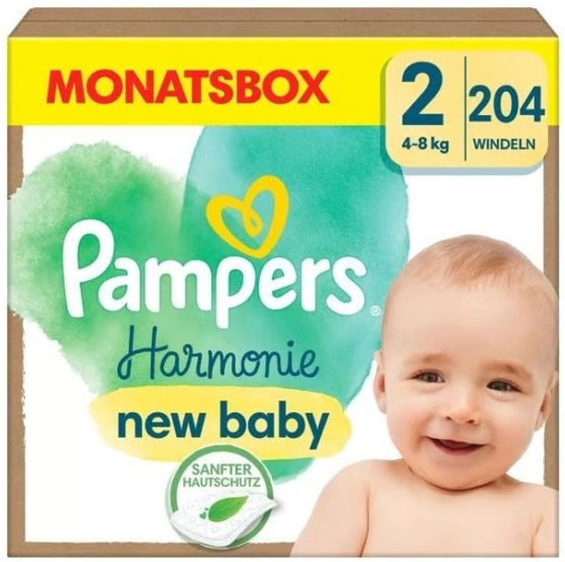 Pieluchomajtki Pampers Harmonie Rozmiar 2 MINI (4-8 kg) 204 szt (8700216251259) - obraz 1