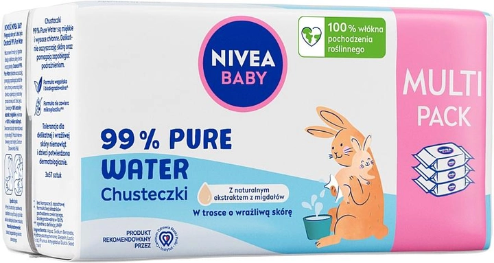 Серветки Nivea Baby 99% Pure Water 3x57 шт (5900017090528) - зображення 2
