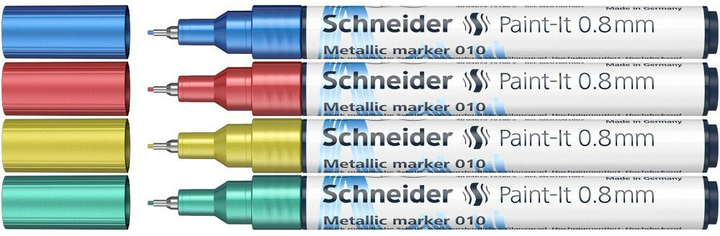 Набір акрилових маркерів Schneider Paint-It Metallic 0.8 мм 4 шт (4004675151810) - зображення 2