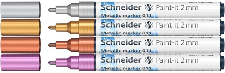 Zestaw markerów akrylowy Schneider Paint-It Metallic ML01111501 2 mm 4 szt (4004675151759) - obraz 2