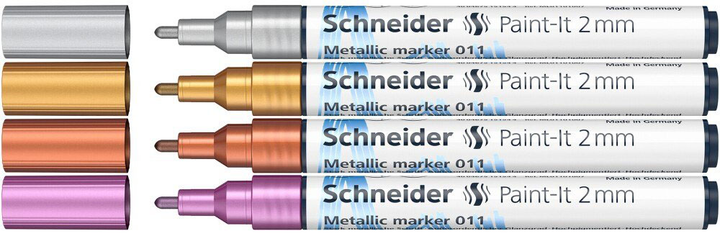 Набір акрилових маркерів Schneider Paint-It Metallic ML01111501 2 мм 4 шт (4004675151759) - зображення 2