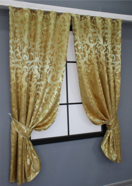 Комплект коротких штор VR-Textil жакард Вензель № 091ш 130х170 см 2 шт Золотистий (35-0050) - зображення 2