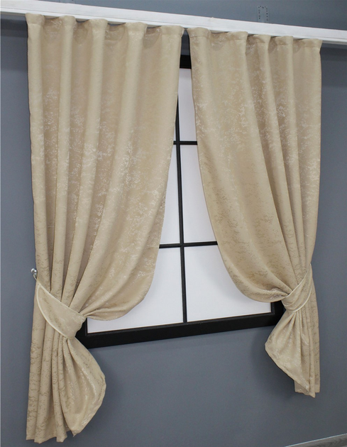 Комплект коротких штор VR-Textil Льон мармур Pavliani № 1170ш 130х170 см 2 шт Бежевий (35-0028) - зображення 2
