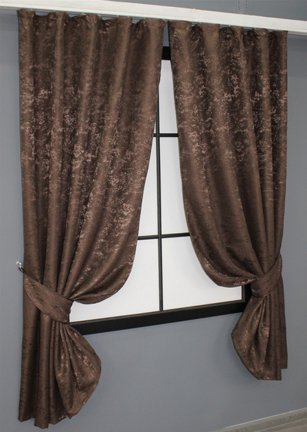 Комплект коротких штор VR-Textil Льон мармур Pavliani № 1173ш 130х170 см 2 шт Коричневий (35-0055) - зображення 2