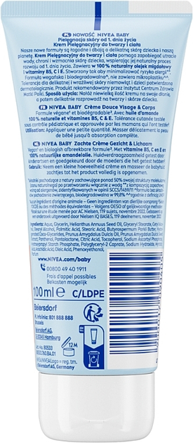 Krem pielęgnacyjny do twarzy i ciała Nivea Baby 100 ml (5900017090405) - obraz 2