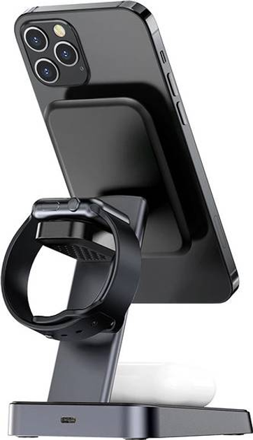 Бездротова зарядна станція Acefast Wireless Charger 15Вт для iPhone, Apple Watch and Apple AirPods Black (6974316280903) - зображення 4