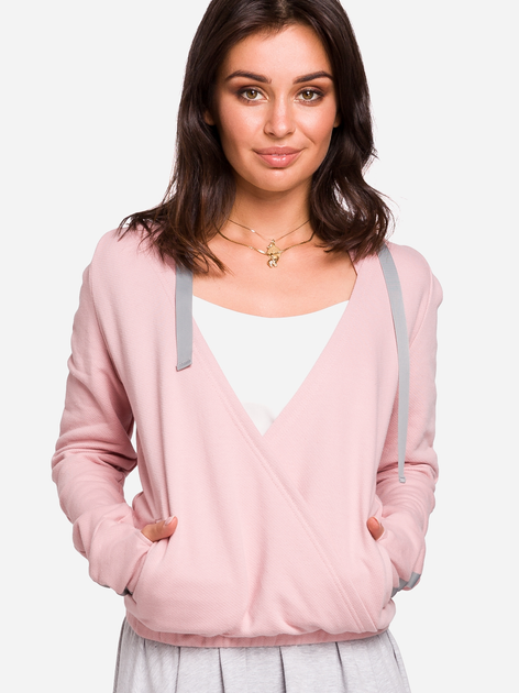 Bluza damska z kapturem elegancka BeWear B127 S Różowa (5903068448645) - obraz 1