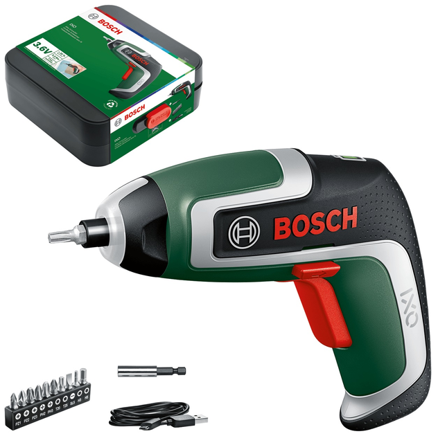 Akumulatorowa wkrętarka Bosch IXO 7 walizka + zestaw bitów (4053523234725) - obraz 1