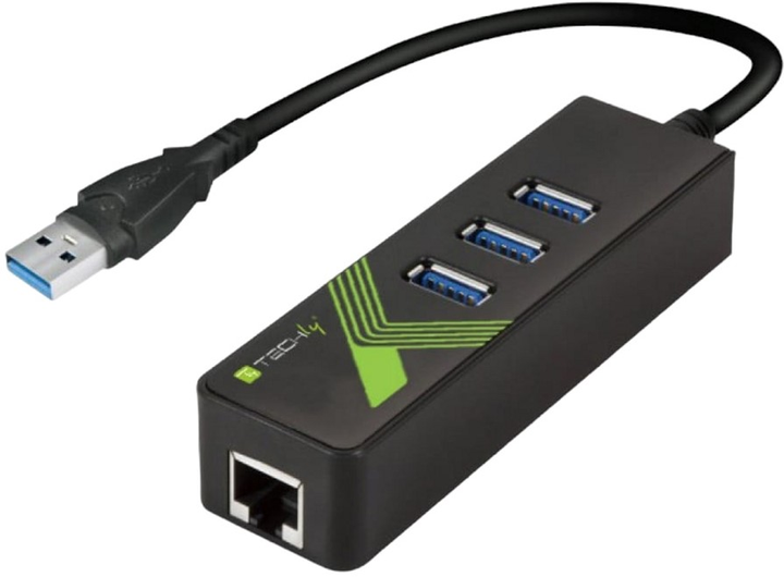 USB hub Techly USB Type-A 3-portowy Czarny (8051128105803) - obraz 1