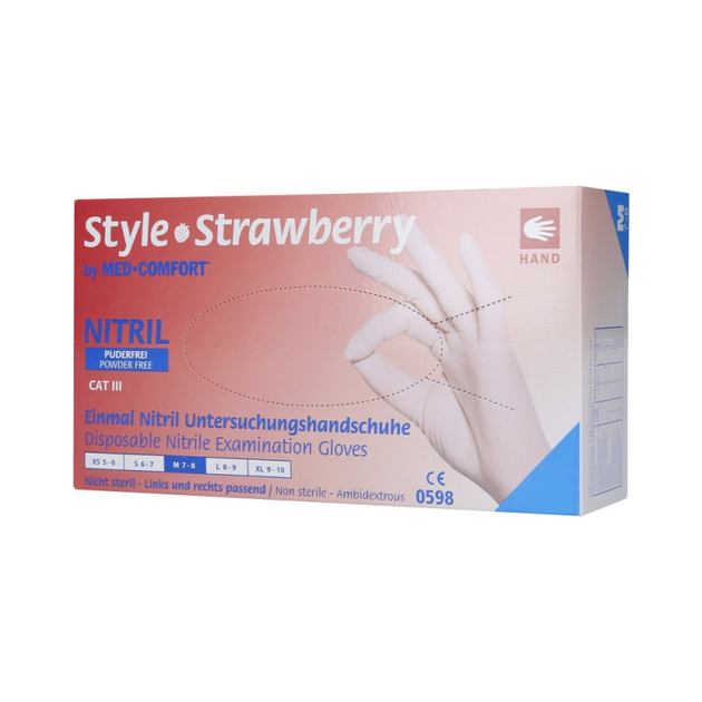 Перчатки нітрилові AMPRI Nitrile Style, 100шт, Strawberry. Розмір М - зображення 1