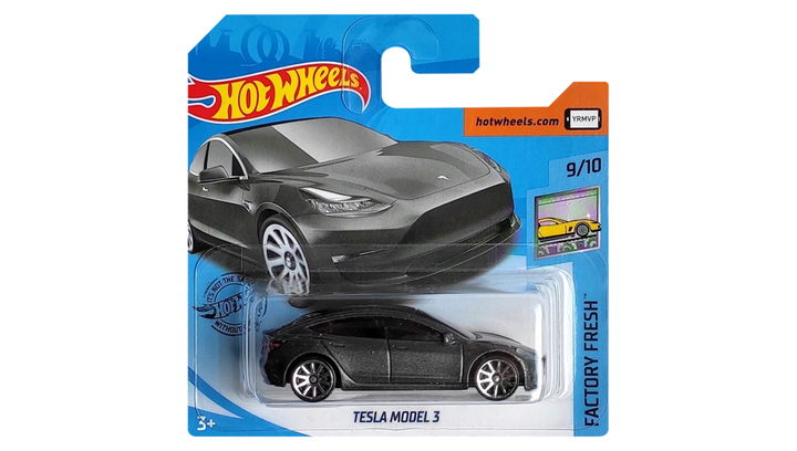 Машинка Базова Hot Wheels Tesla Model 3 Factory Fresh 1:64 GHC05 Metallic Silver 1шт - зображення 2