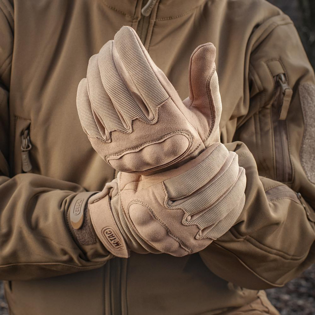 Стрілецькі тактичні рукавички з інтегрованим захистом кістячок та липучкою на зап'ястя M-Tac Assault Tactical Mk.5 KHAKI (Хакі) Розмір L - зображення 1
