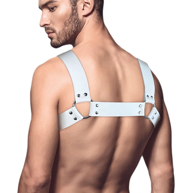 Мужская портупея на грудь кожаная Feral Feelings Bulldog Harness One Size Белая - изображение 2