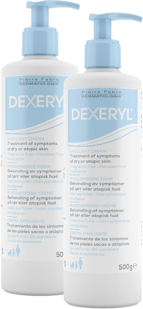 Krem do ciała Ducray Dexeryl Emollient Cream Dry Skin 2 x 500 g (3592610002446) - obraz 1