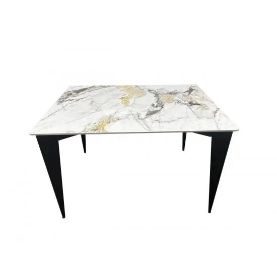 Стіл обідній NORMAN CERAMIC 120*90 gold Phoenix глянець / Чорний каркас - Фото 4 Стіл обідній NORMAN CERAMIC 120*90 gold Phoenix глянець / Чорний каркас - зображення 4