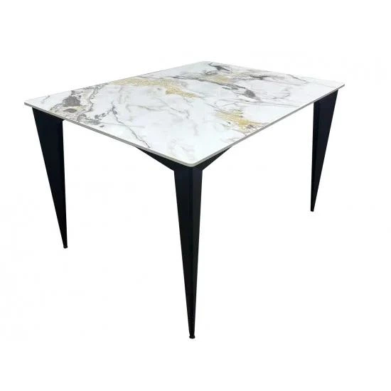 Стіл обідній NORMAN CERAMIC 120*90 gold Phoenix глянець / Чорний каркас - Фото 5 Стіл обідній NORMAN CERAMIC 120*90 gold Phoenix глянець / Чорний каркас - зображення 5