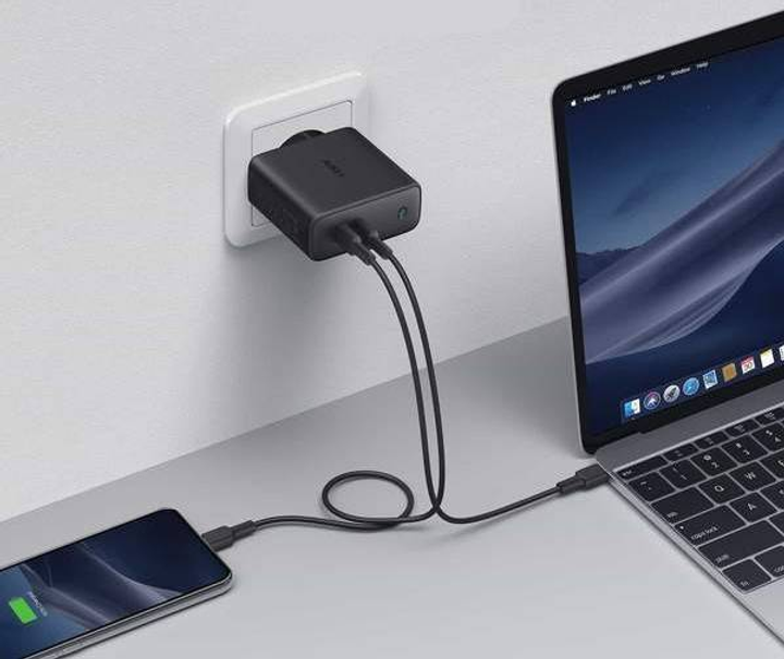 Ładowarka sieciowa Aukey PA-D5 GaN 2xUSB C Power Delivery 3.0 63W 6A Dynamic Detect (5902666661654) - obraz 4
