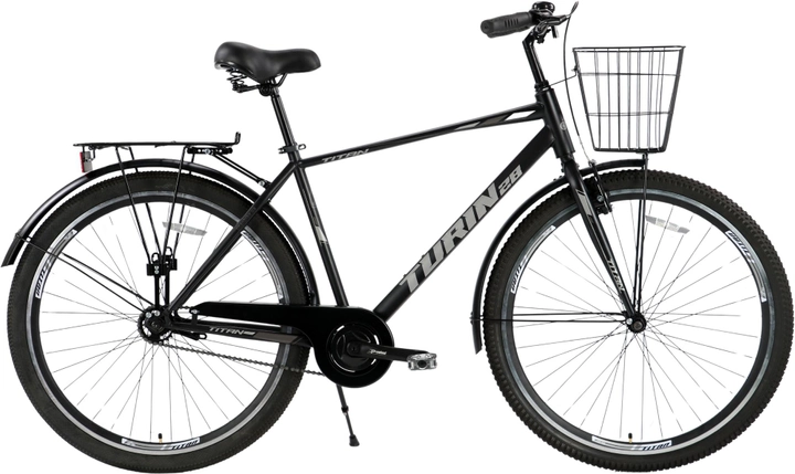 Акція на Велосипед Titan Turin 28" Рама 18" Black-Grey (28TWCT-005109) + Велосипедні шкарпетки в подарунок від Rozetka
