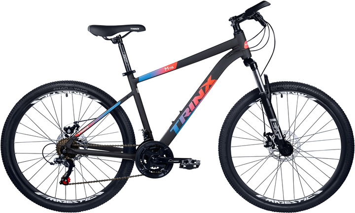 Акція на Велосипед TRINX M116 26" 17" 2022 Matt-Black-Blue-Red (M116.17MBBR) + Велосипедні шкарпетки в подарунок від Rozetka