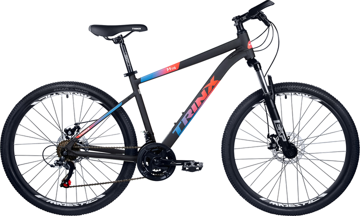 Акція на Велосипед TRINX M116 26" 19" 2022 Matt-Black-Blue-Red (M116.19MBBR) + Велосипедні шкарпетки в подарунок від Rozetka