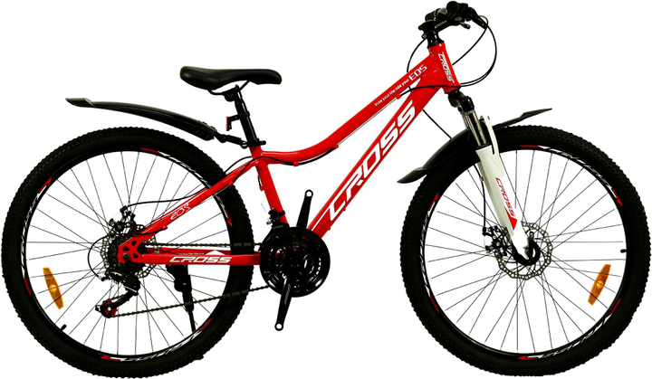 Акція на Велосипед Cross Eos 26" Рама 13" 2022 Red (26СTS-004324) + Велосипедні шкарпетки в подарунок від Rozetka