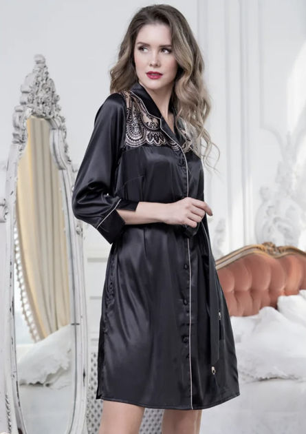 Рубашка-халат Mia-Amore 8937 48(XL) Черный - Фото 2 Рубашка-халат Mia-Amore 8937 48(XL) Черный - изображение 2
