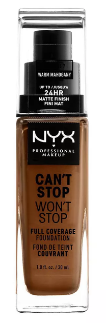 Тональна основа NYX Can't Stop Won't Stop Full Coverage Foundation Warm Mahogany 30 мл (800897181239) - зображення 1