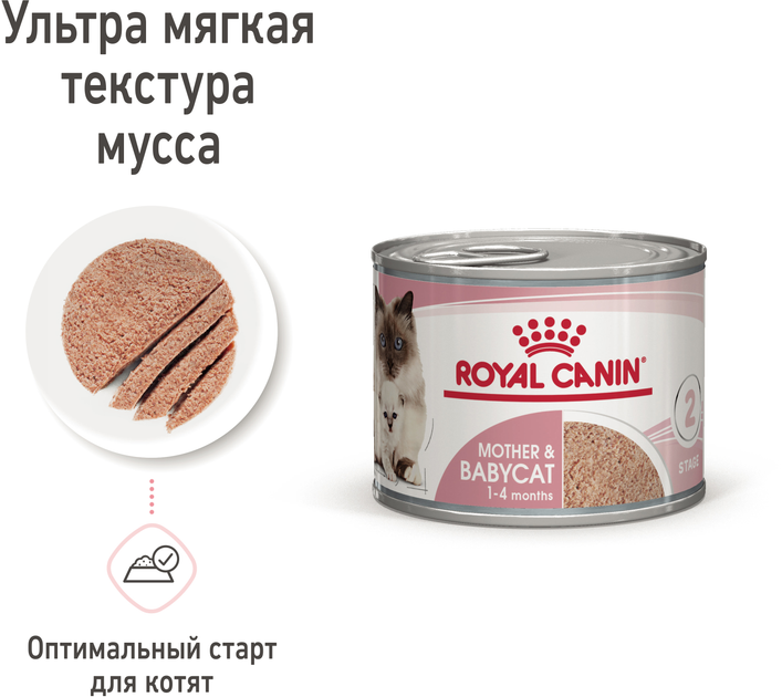 Вологий корм для вагітної/годуючої кішки та кошенят Royal Canin Mother & Babycat Cans 195 г (9003579311660) (4098002) - зображення 5