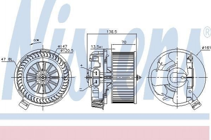 Вентилятор печки NISSENS 87214 Renault Clio 7701062225, 7701062226 - изображение 1