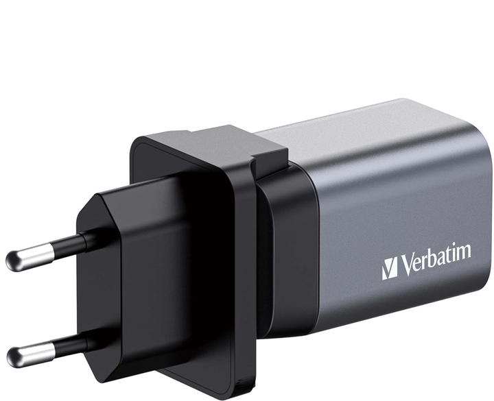 Мережевий зарядний пристрій Verbatim USB A + USB C + EU/UK Adapter 35W Black (VWCGAN35) - зображення 1