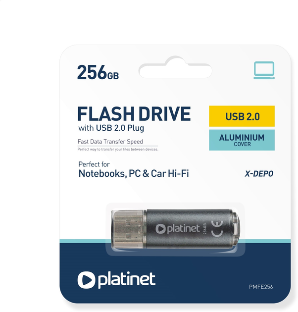 Pendrive Platinet 256GB USB 2.0 X-Depo Black (PMFE256) - obraz 3