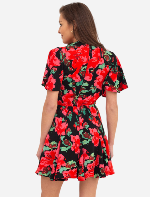 Sukienka damska w kwiaty Ax Paris DA1858 XL Czerwona (5063259098711) - obraz 2
