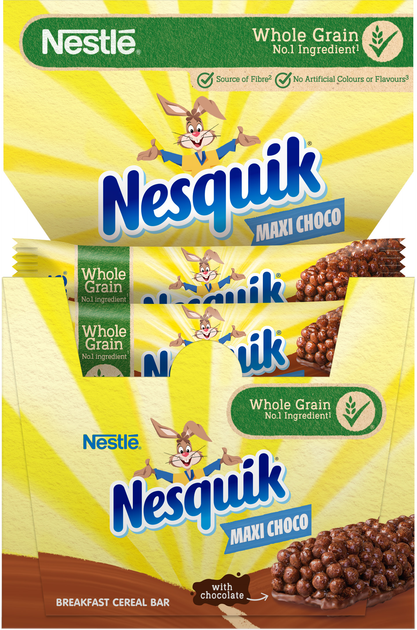 Акція на Упаковка батончиків Nesquik Maxi Choco з цільними злаками і шоколадом 25 г х 16 шт від Rozetka