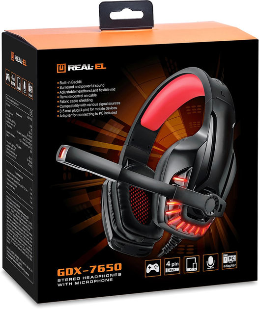 Навушники Real-El GDX-7650 Black-red (EL124100043) - зображення 10