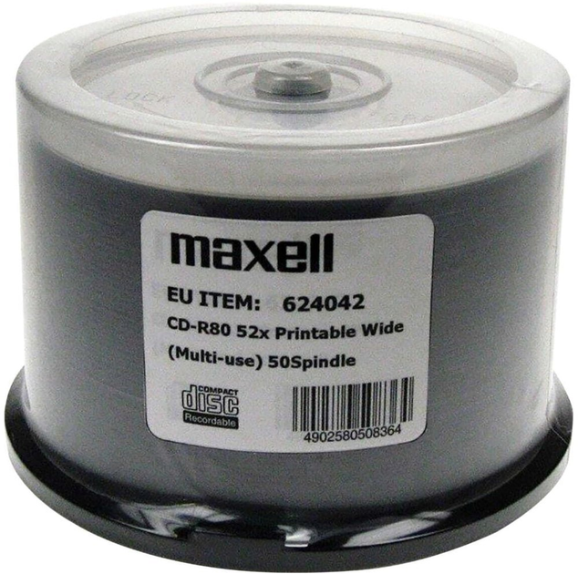 Диски Maxell CD-R 700MB 52X Printable Cake Pro 50 шт (4902580508364) - зображення 1