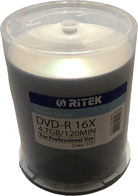 Диски Traxdata Ritek DVD-R 4.7GB 16X Printable Silver Cake 100 шт (TRDPS100-PRO) - зображення 1