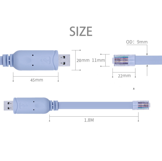 Кабель пристроїв Lucom USB2.0 A-RJ45(RS232) M/M (Cisco) 1.8m консольний кабель FTDI232+ZT213 блакитний(62.09.8309) - изображение 5