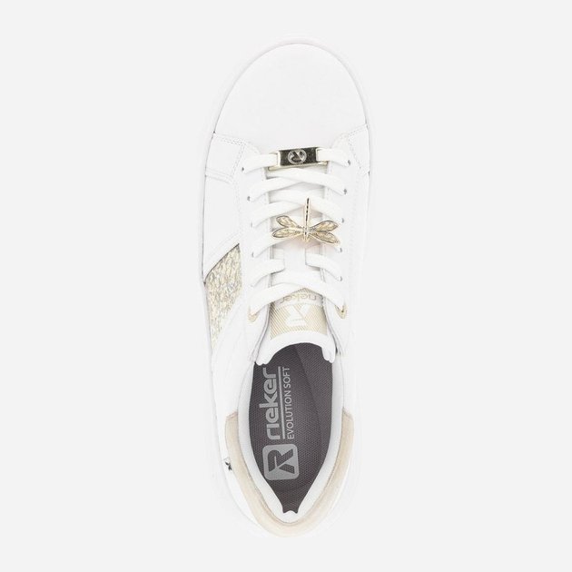 Sneakersy damskie skórzane RIEKER REVW1202-82 37 Biały/Złoty (4061811746248) - obraz 6