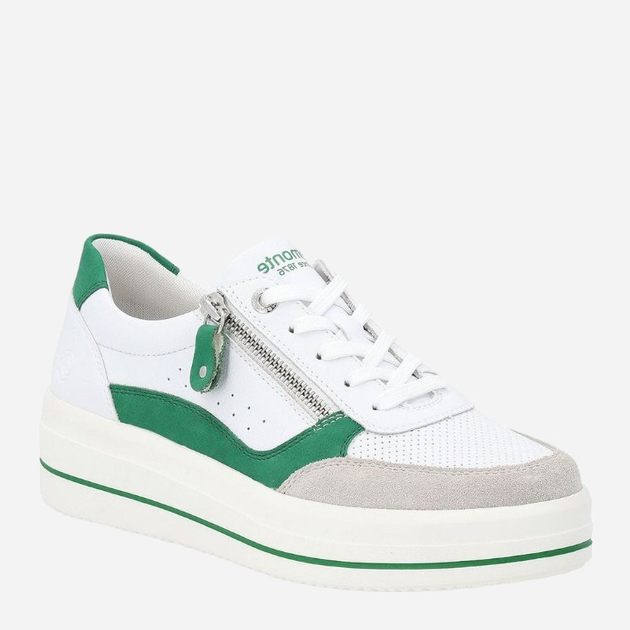 Sneakersy damskie skórzane Remonte REMD1C00-80 38 Biały/Zielony (4061811756957) - obraz 2