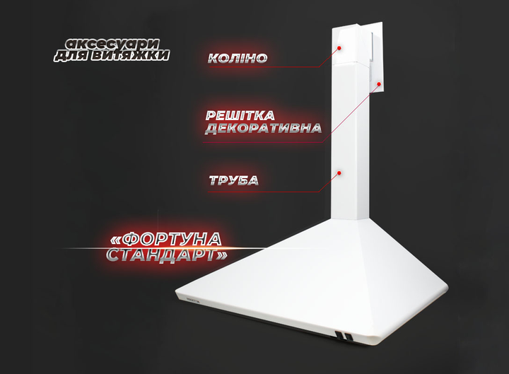 Вытяжка кухонная ProfitM Фортуна Стандарт 50см 200м3 Белая - изображение 7